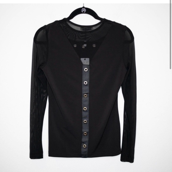 Anatomie Kim Lux Top Black Mesh Sheer Grommet Long Sleeve Edgy Travel BB20 - Picture 4 of 7
